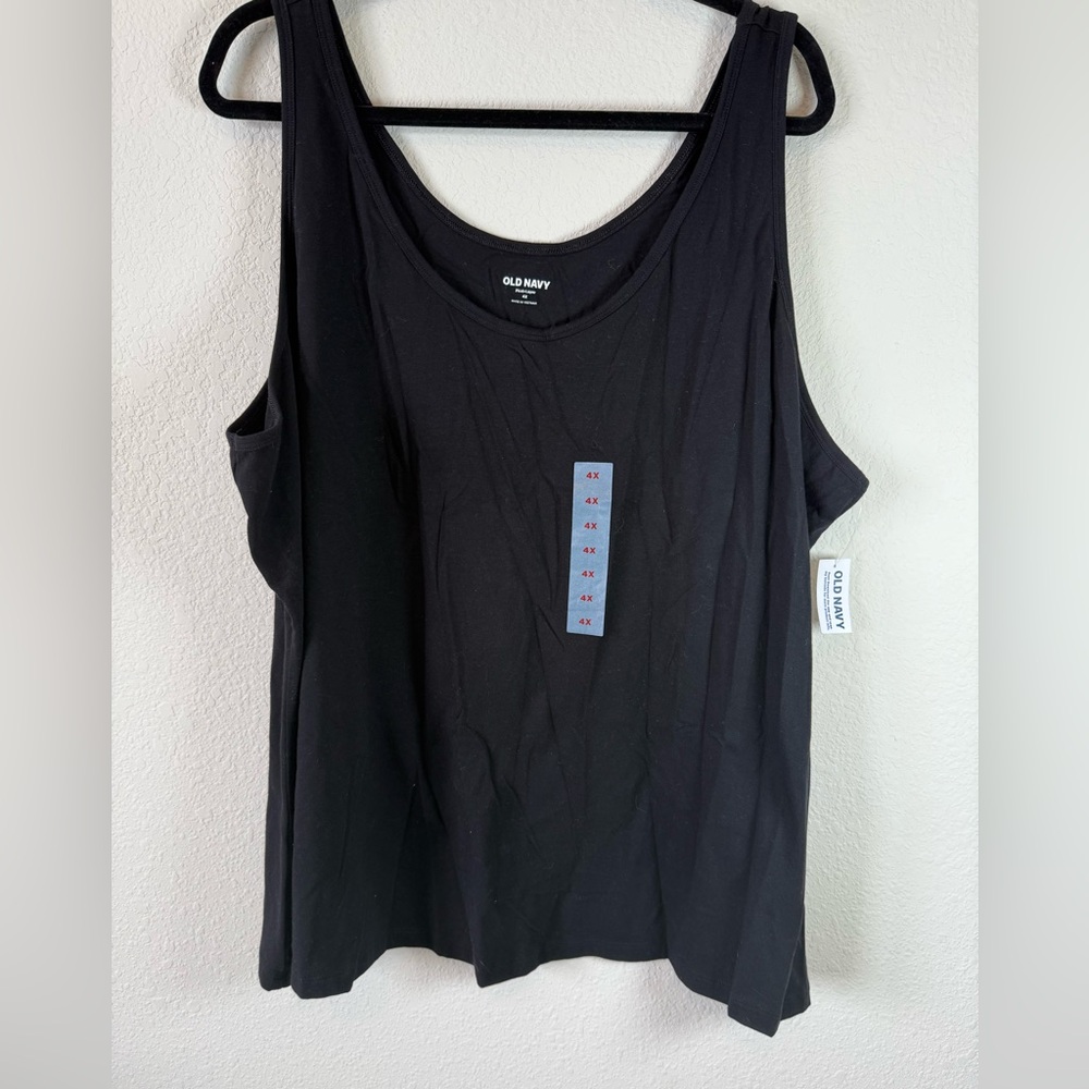 Old Navy Black Tank Top 4X NWT Stretch Cotton Basic Layering Plus Size
